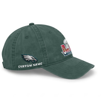 Philadelphia Eagles Champions SB LIX Custom Wash Hat - Embroidered