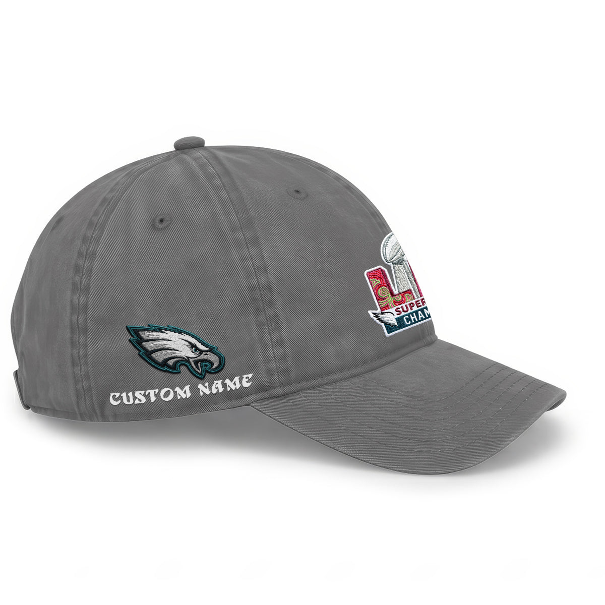 Philadelphia Eagles Champions SB LIX Custom Wash Hat - Embroidered