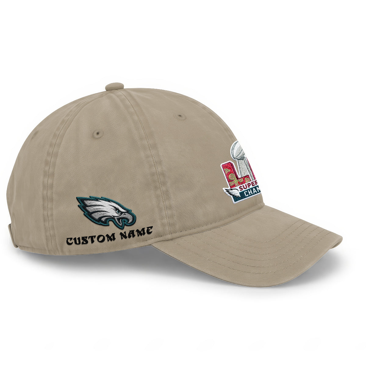 Philadelphia Eagles Champions SB LIX Custom Wash Hat - Embroidered