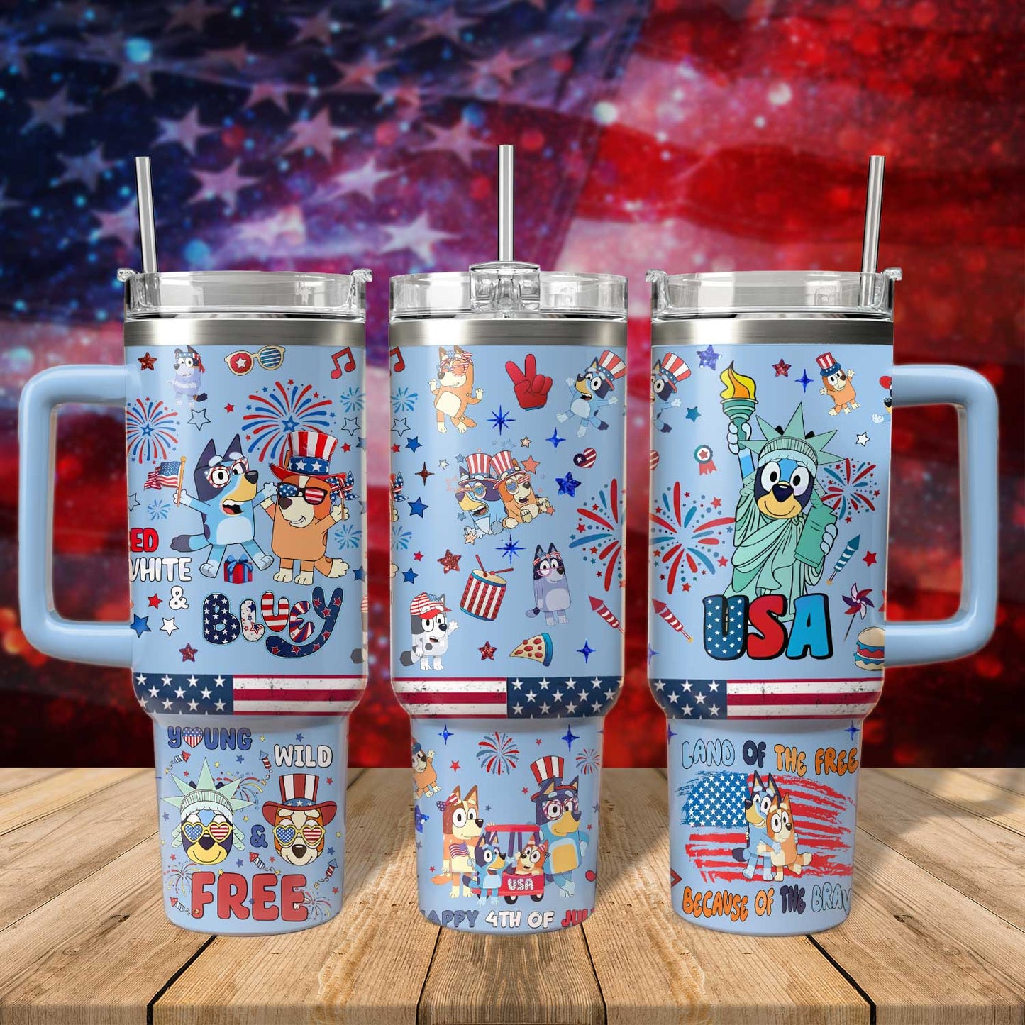 40oz Bluey 4th Of July - Loving Kids & Parents 406VTTLTB004