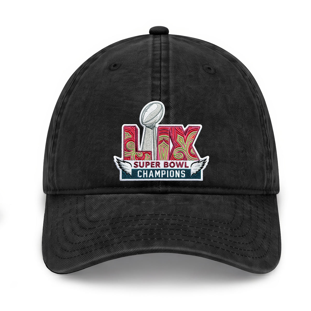 Philadelphia Eagles Champions SB LIX Custom Wash Hat - Embroidered