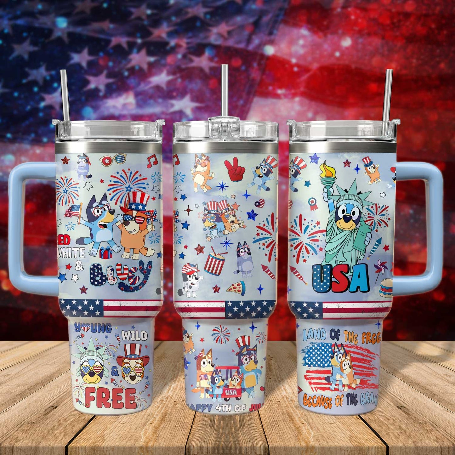 40oz Bluey 4th Of July - Loving Kids & Parents 406VTTLTB004