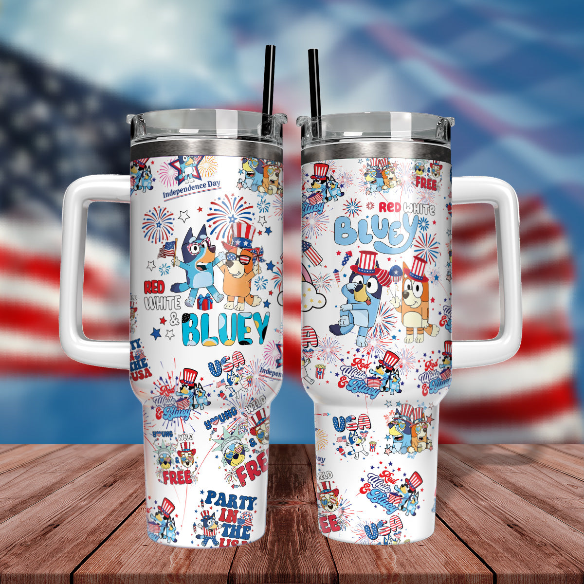 40oz Bluey 4th Of July - Loving Kids & Parents 406VTHNTB003