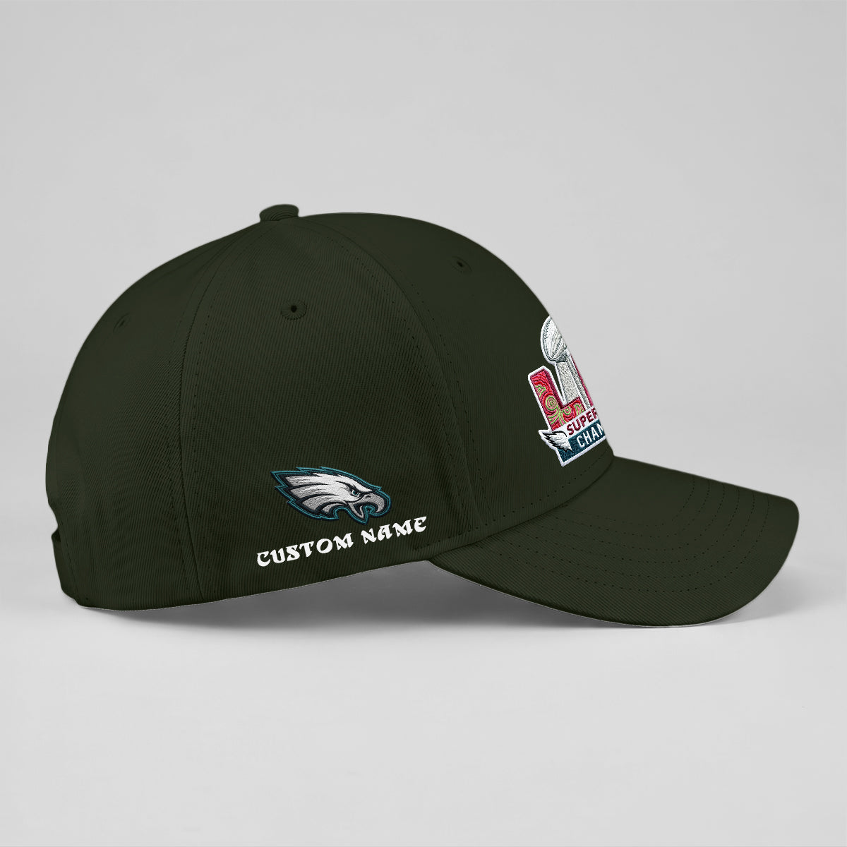 Philadelphia Eagles Champions SB LIX Baseball Custom Cap - Embroidered