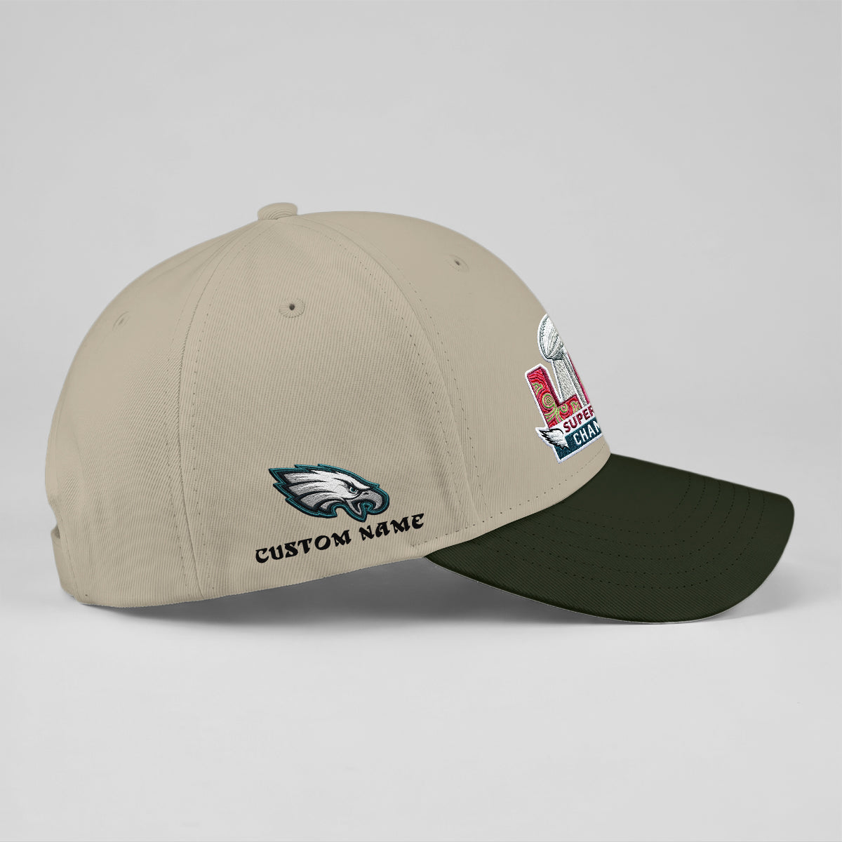 Philadelphia Eagles Champions SB LIX Baseball Custom Cap - Embroidered