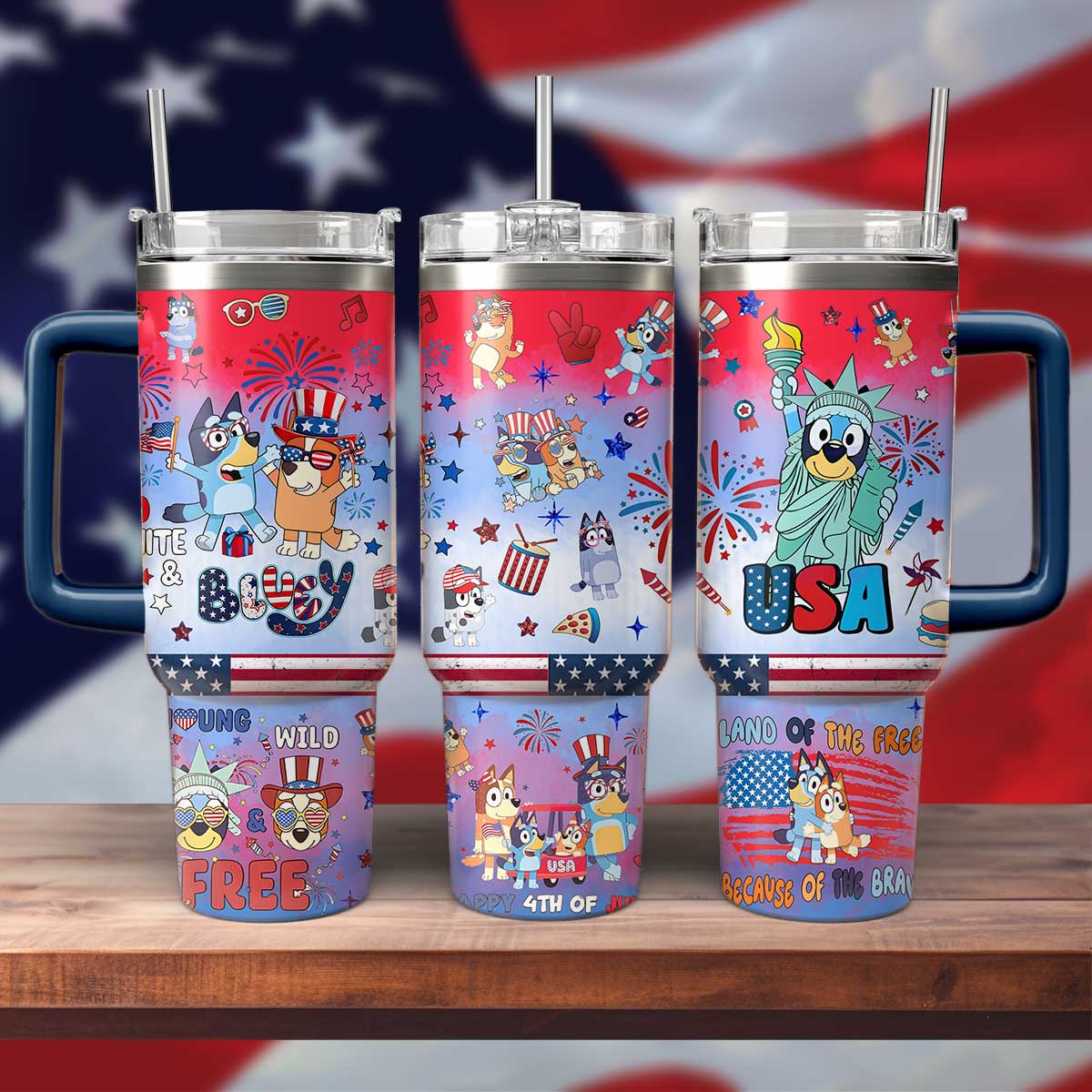 40oz Bluey 4th Of July - Loving Kids & Parents 406VTTLTB004