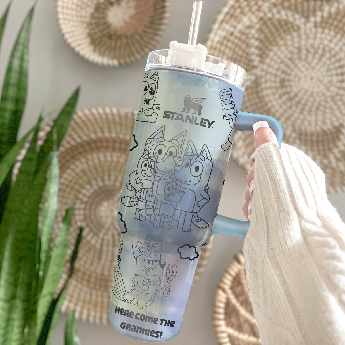 Personalized 40 Oz Bluey Tumbler - Perfect gift for Bluey Loving Kids & Parents TLA05