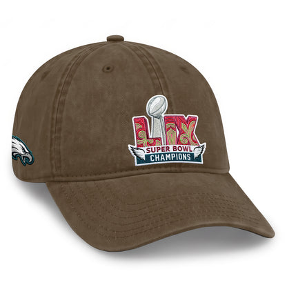 Philadelphia Eagles Champions SB LIX Wash Hat - Embroidered