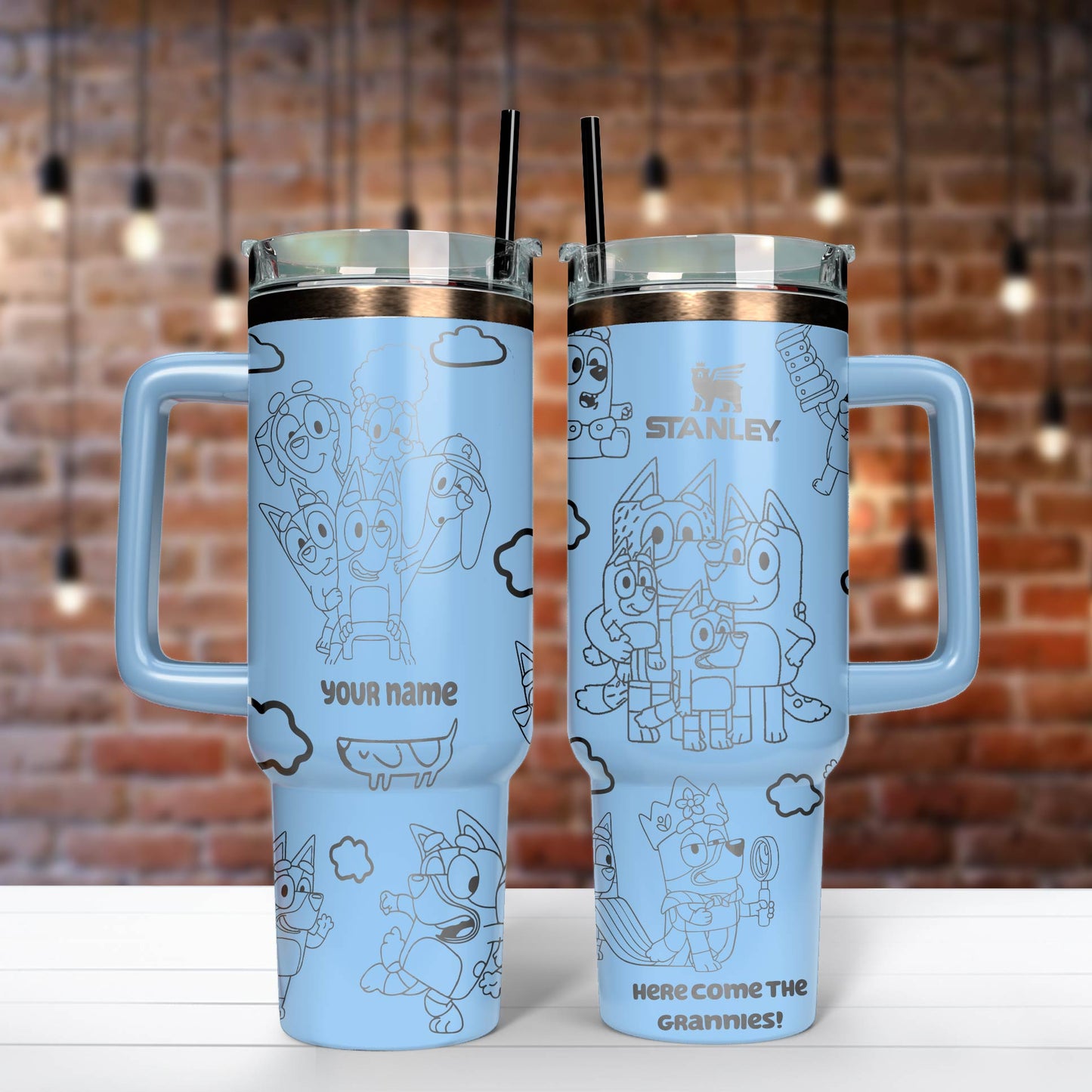 Personalized 40 Oz Bluey Tumbler - Perfect gift for Bluey Loving Kids & Parents TLA05