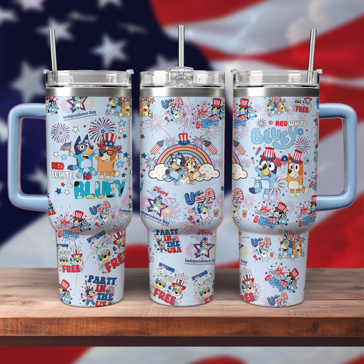 40oz Bluey 4th Of July - Loving Kids & Parents 406VTHNTB003