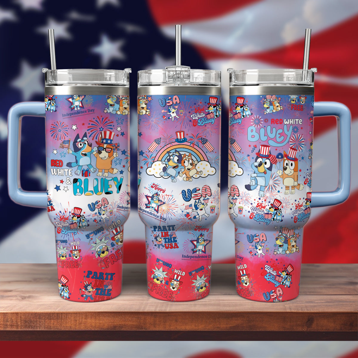 40oz Bluey 4th Of July - Loving Kids & Parents 406VTHNTB003