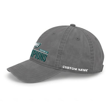 PHI Champions SB LIX Custom Wash Hat V2 - Embroidered