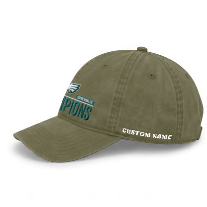 PHI Champions SB LIX Custom Wash Hat V2 - Embroidered