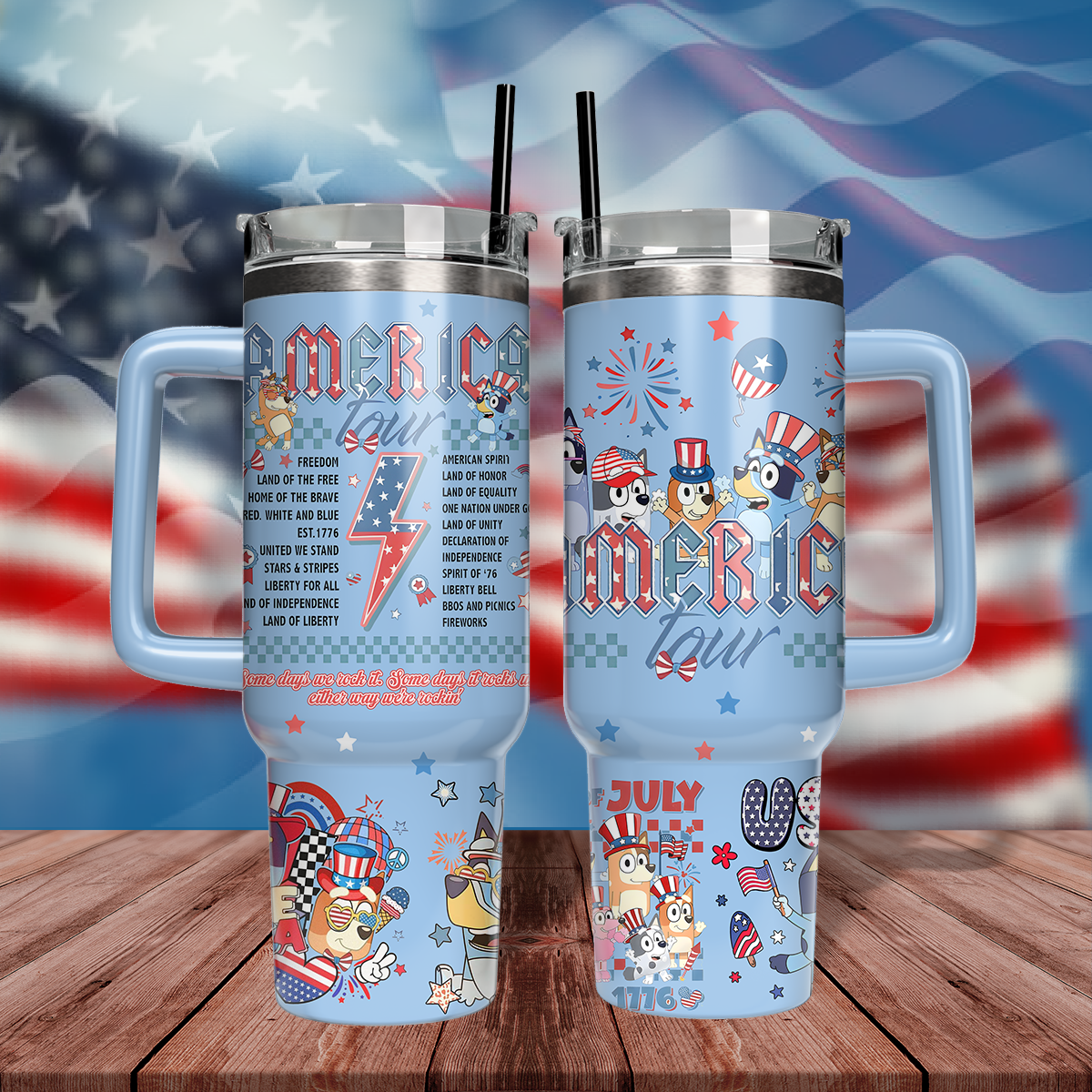 40oz Bluey 4th Of July - Loving Kids & Parents TLA72