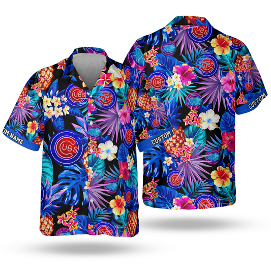 Custom Name | Chicago Cubs Tropical Neon Hawaiian Shirt
