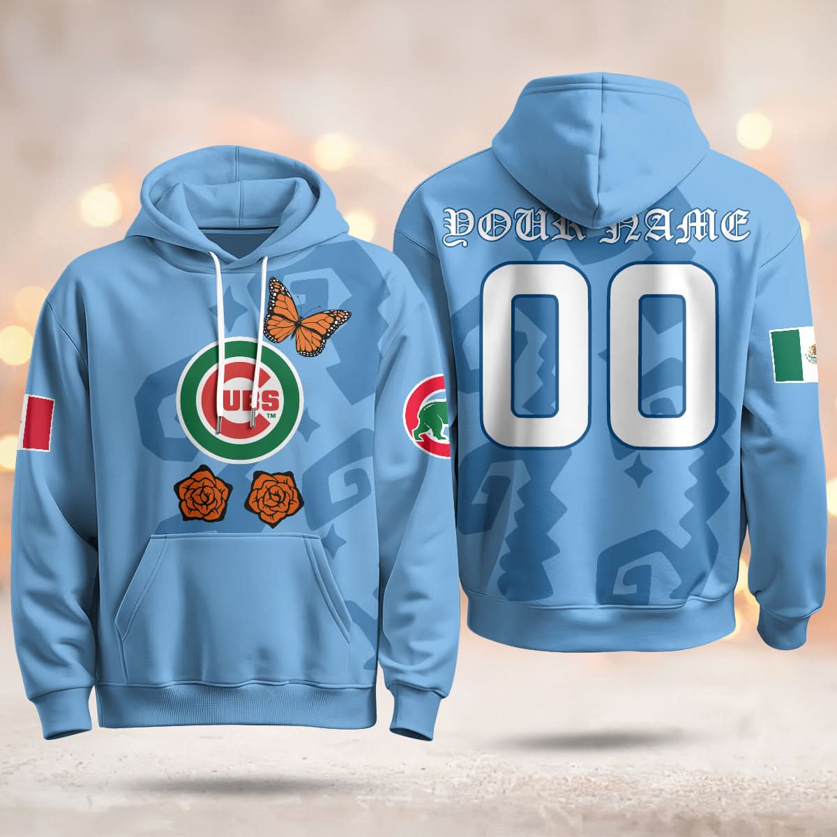 Chicago Cubs "Xicago" Mexican Heritage Custom Hoodie - All Stitched