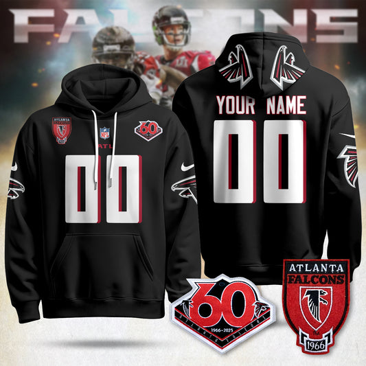 Custom Atlanta Falcons 60th Season Pullover Hoodie - All Stitched