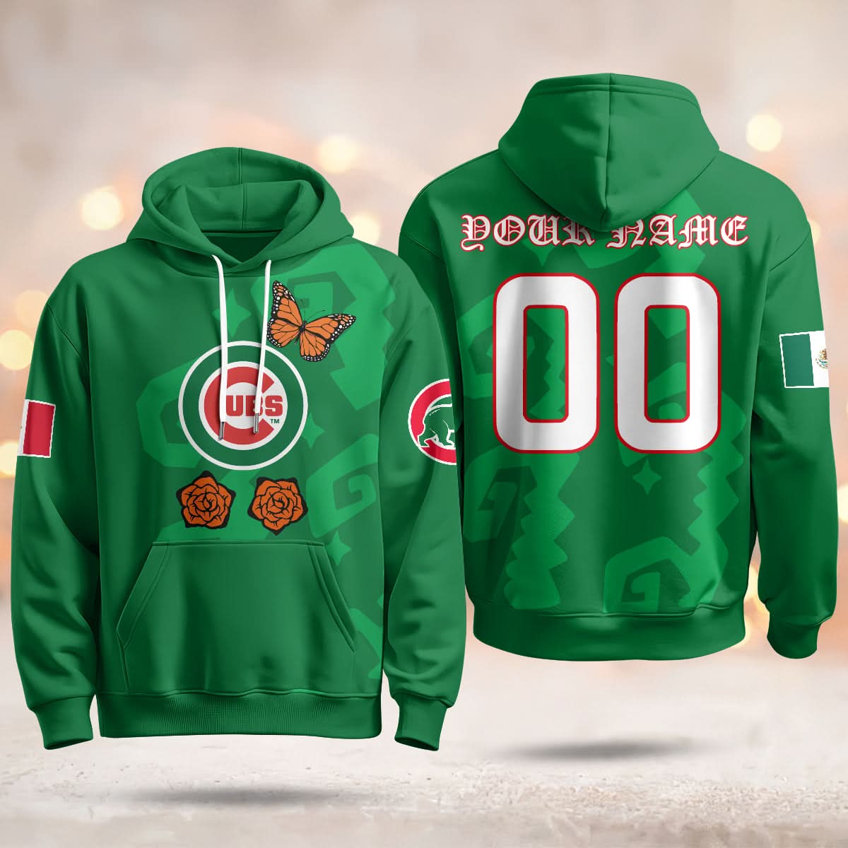 Chicago Cubs "Xicago" Mexican Heritage Custom Hoodie - All Stitched