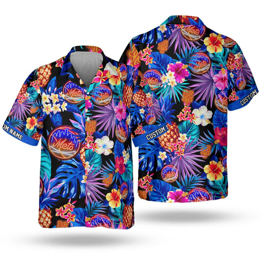 Custom Name | New York Mets Tropical Neon Hawaiian Shirt
