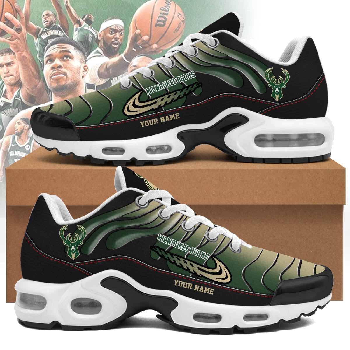 Milwaukee Bucks Personalized Air Max Shoes