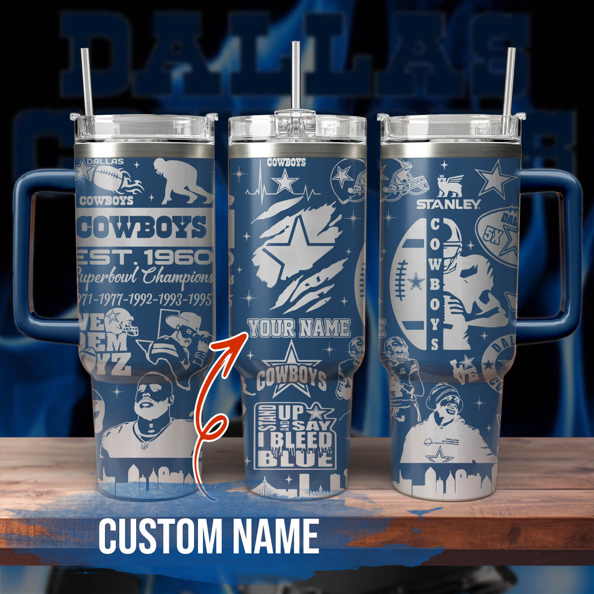 Cowboys Engraved 40oz Tumbler - 408VTTLTB011