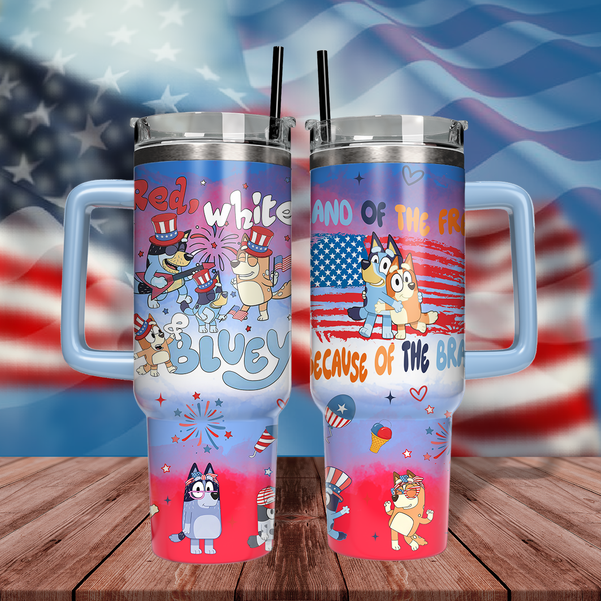 40oz Bluey 4th Of July - Loving Kids & Parents TLA71