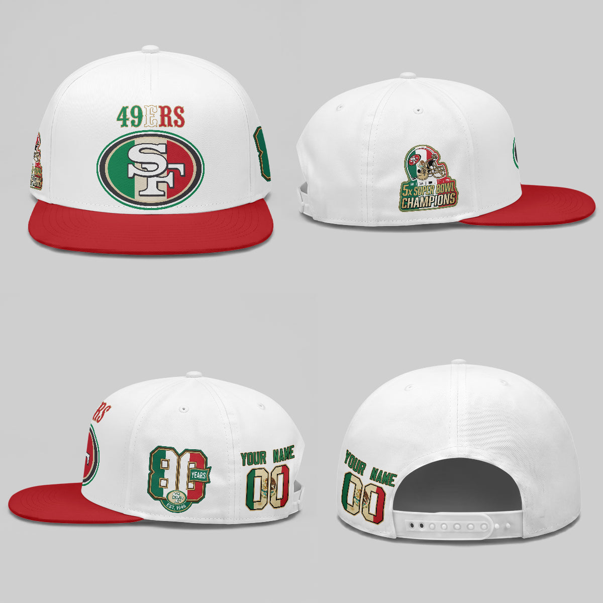 SF 80th Anniversary Mexico Edition Personalized Snapback Cap - Printed