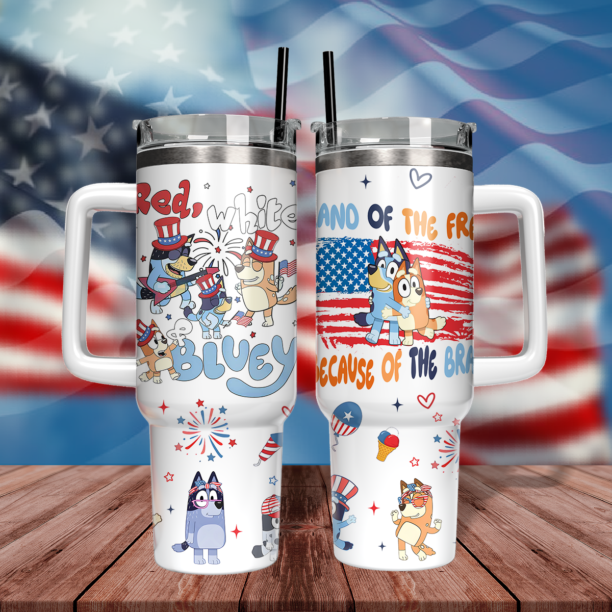 40oz Bluey 4th Of July - Loving Kids & Parents TLA71