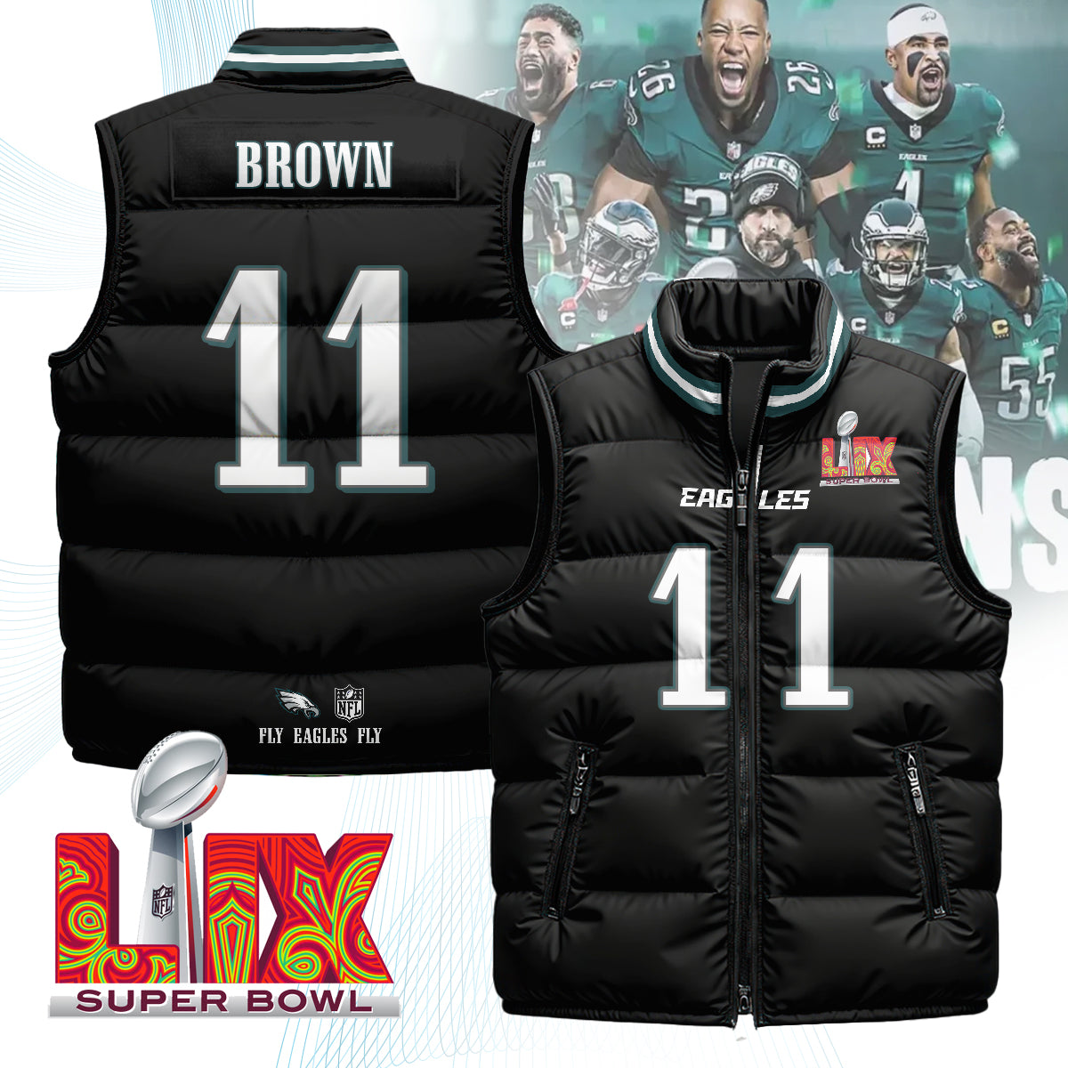 Philadelphia Eagles Unisex Puffer Vest - Printed