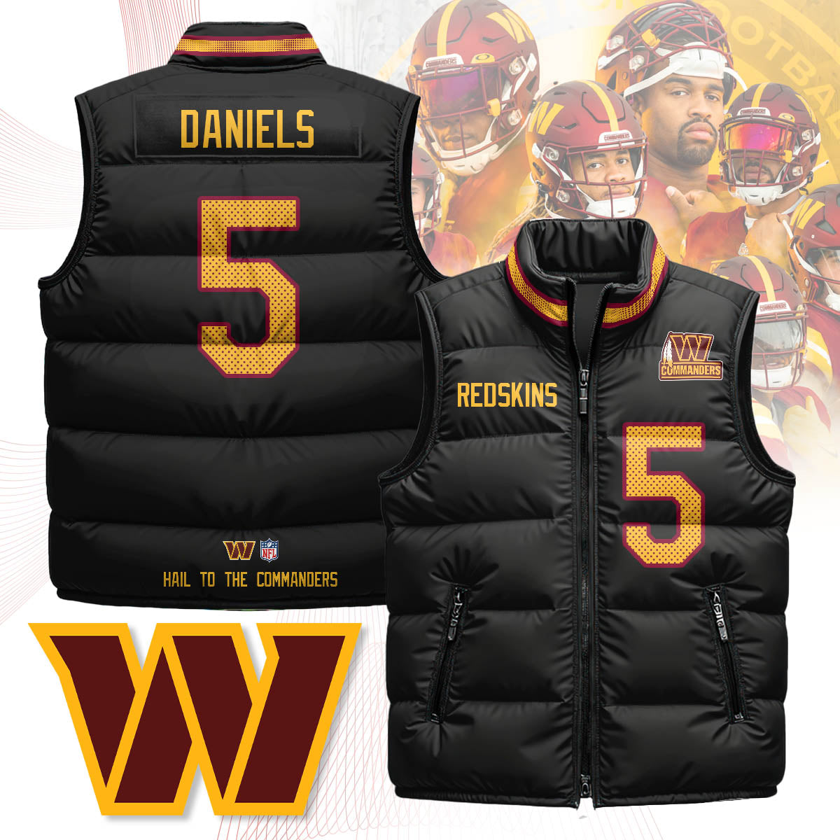 Washington Commanders Unisex Puffer Vest - Printed