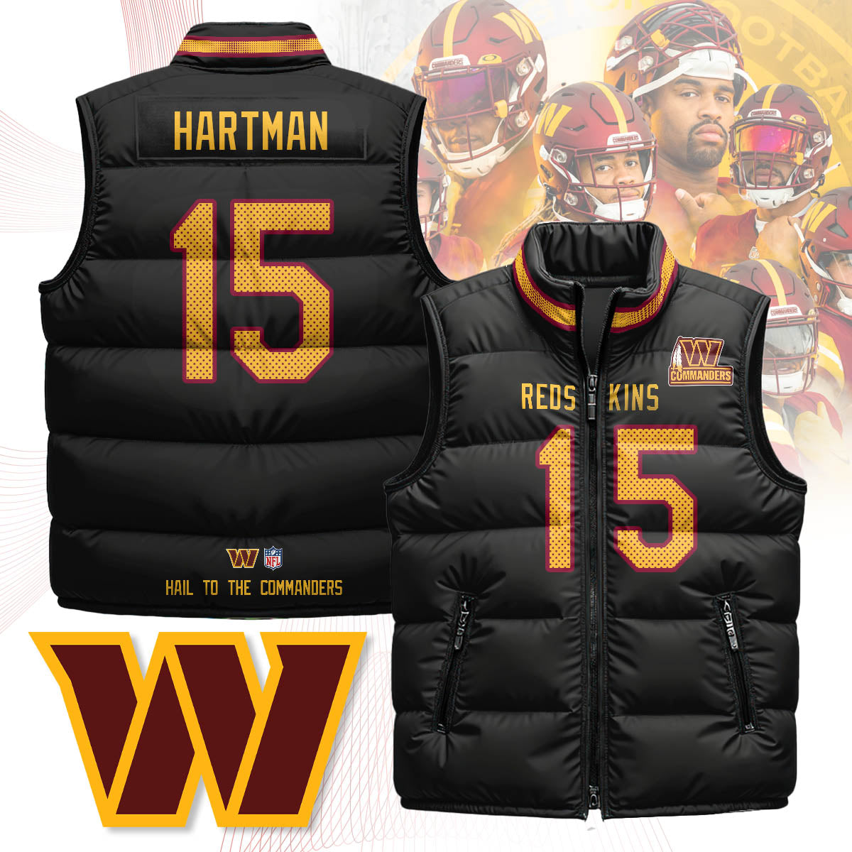 Washington Commanders Unisex Puffer Vest - Printed