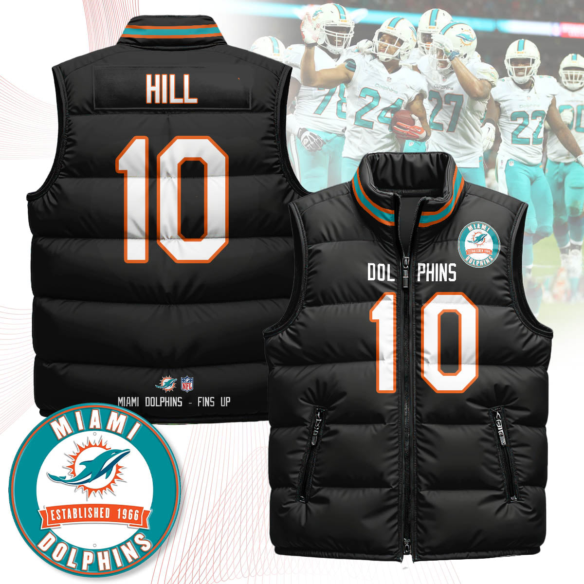 Miami Dolphins Unisex Puffer Vest - Printed
