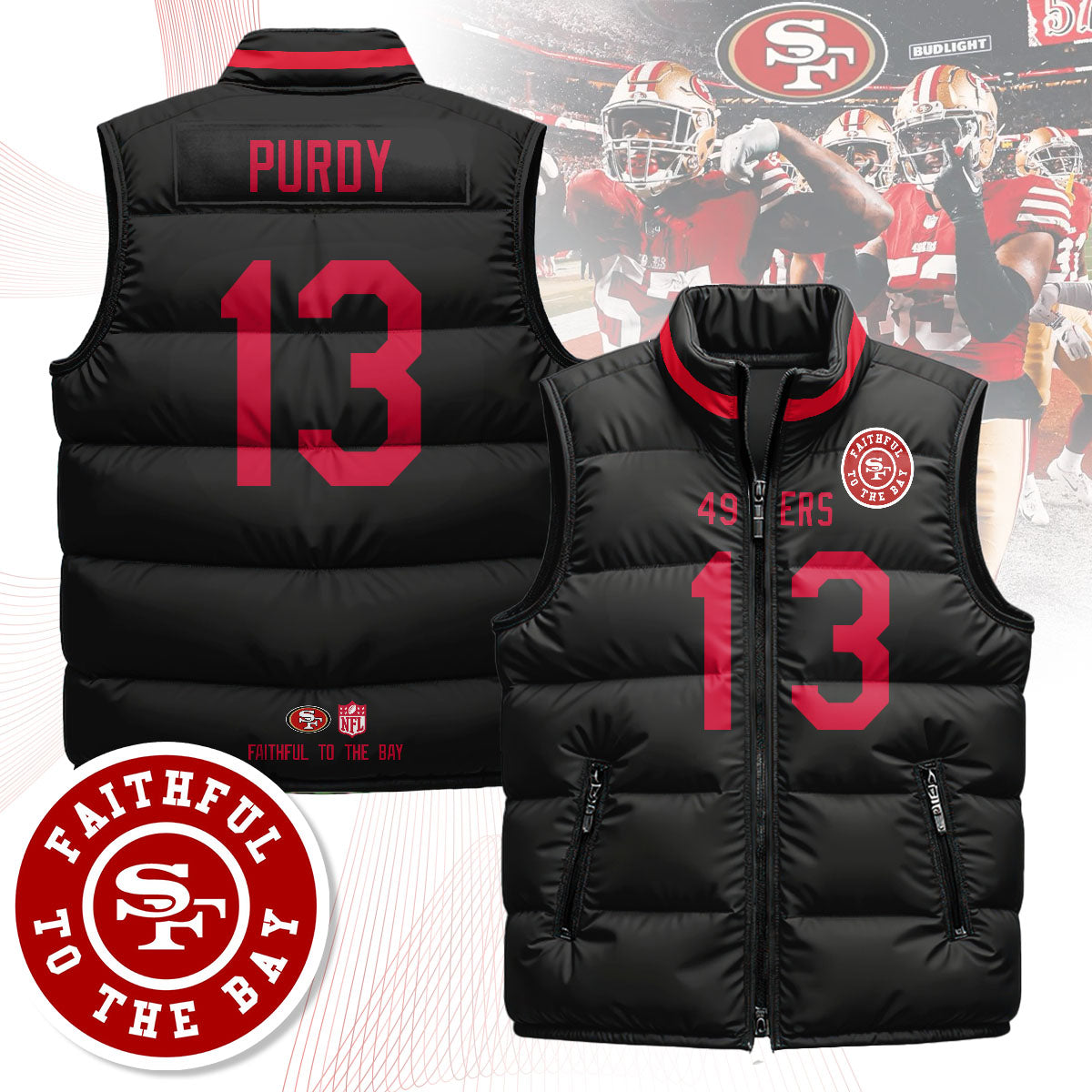 San Francisco 49ers Unisex Puffer Vest - Printed