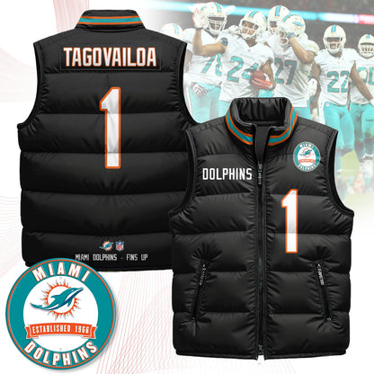 Miami Dolphins Unisex Puffer Vest - Printed
