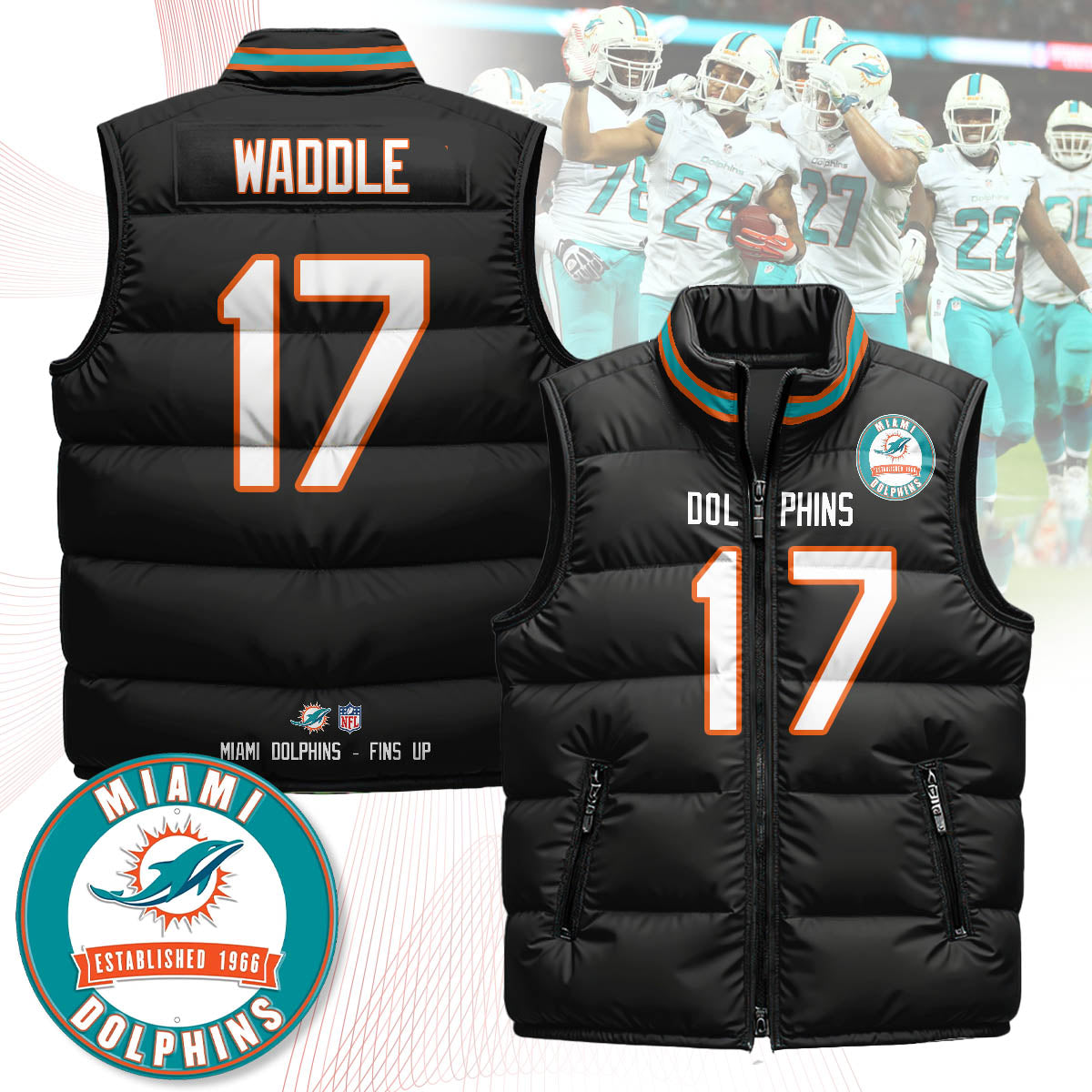 Miami Dolphins Unisex Puffer Vest - Printed
