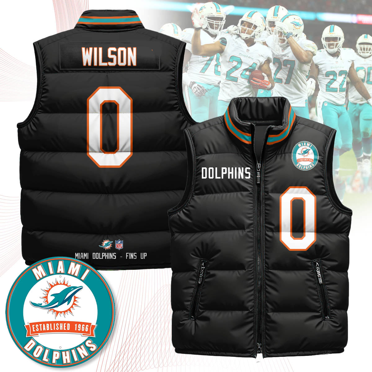 Miami Dolphins Unisex Puffer Vest - Printed