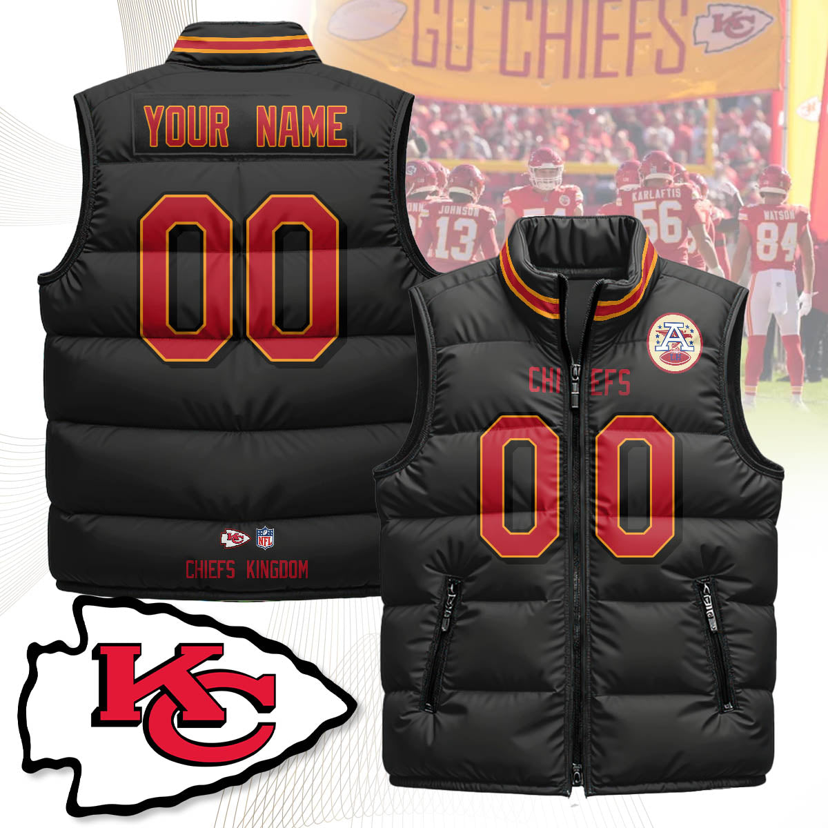 Personalized Kansas City Chiefs Unisex Puffer Vest