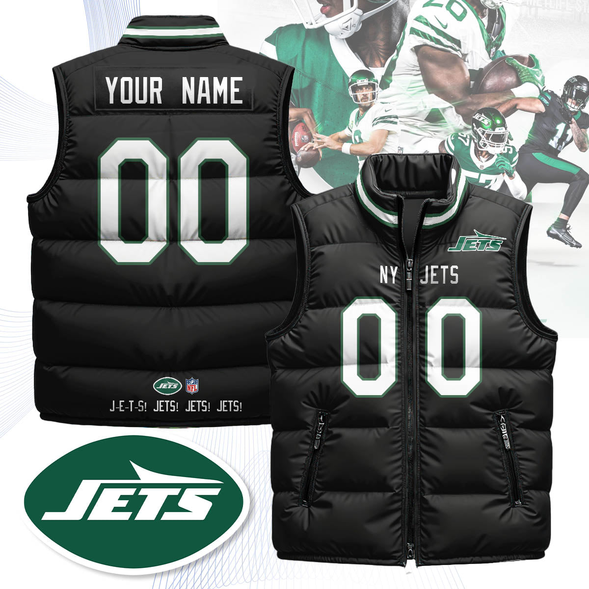 Personalized New York Jets Unisex Puffer Vest - Printed