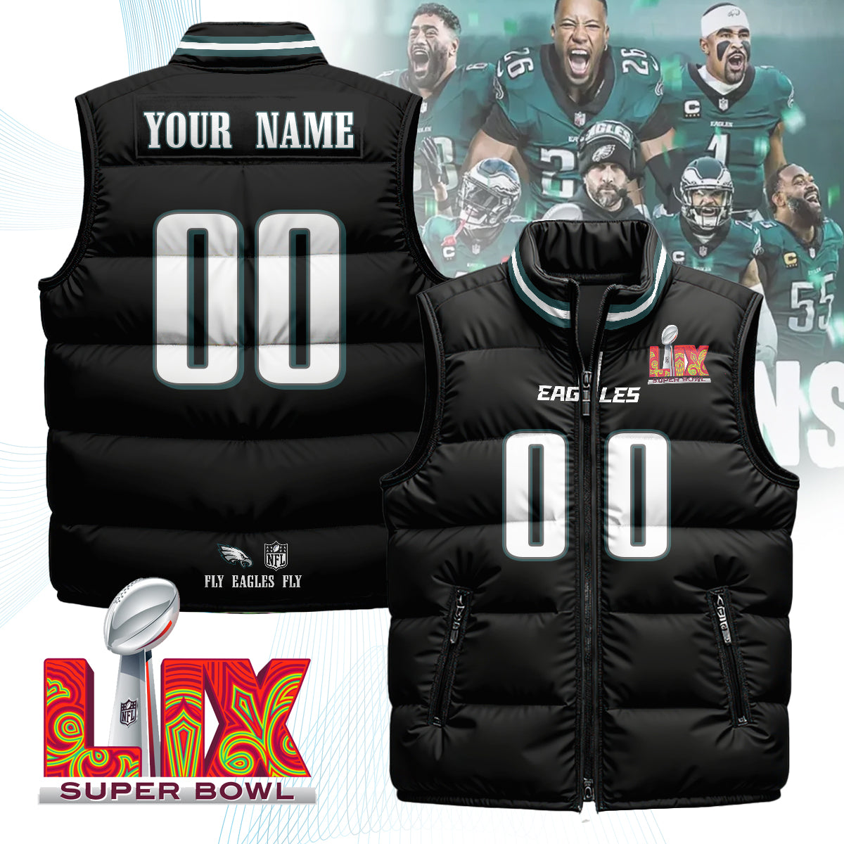 Personalized Philadelphia Eagles Unisex Puffer Vest - Printed