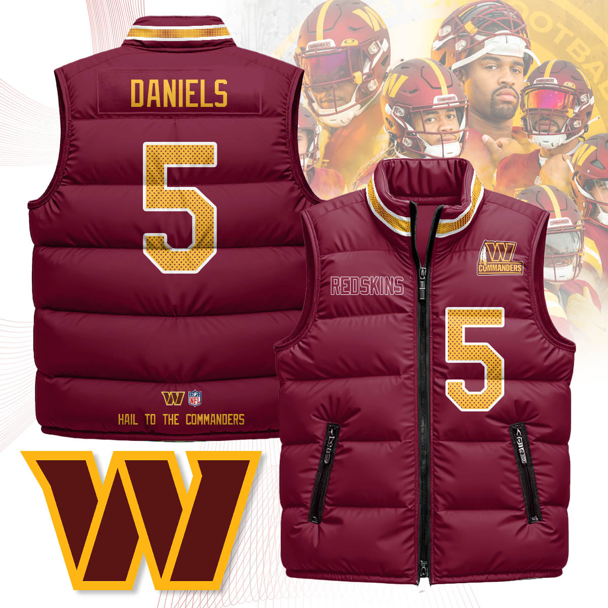 Washington Commanders Unisex Puffer Vest - Printed
