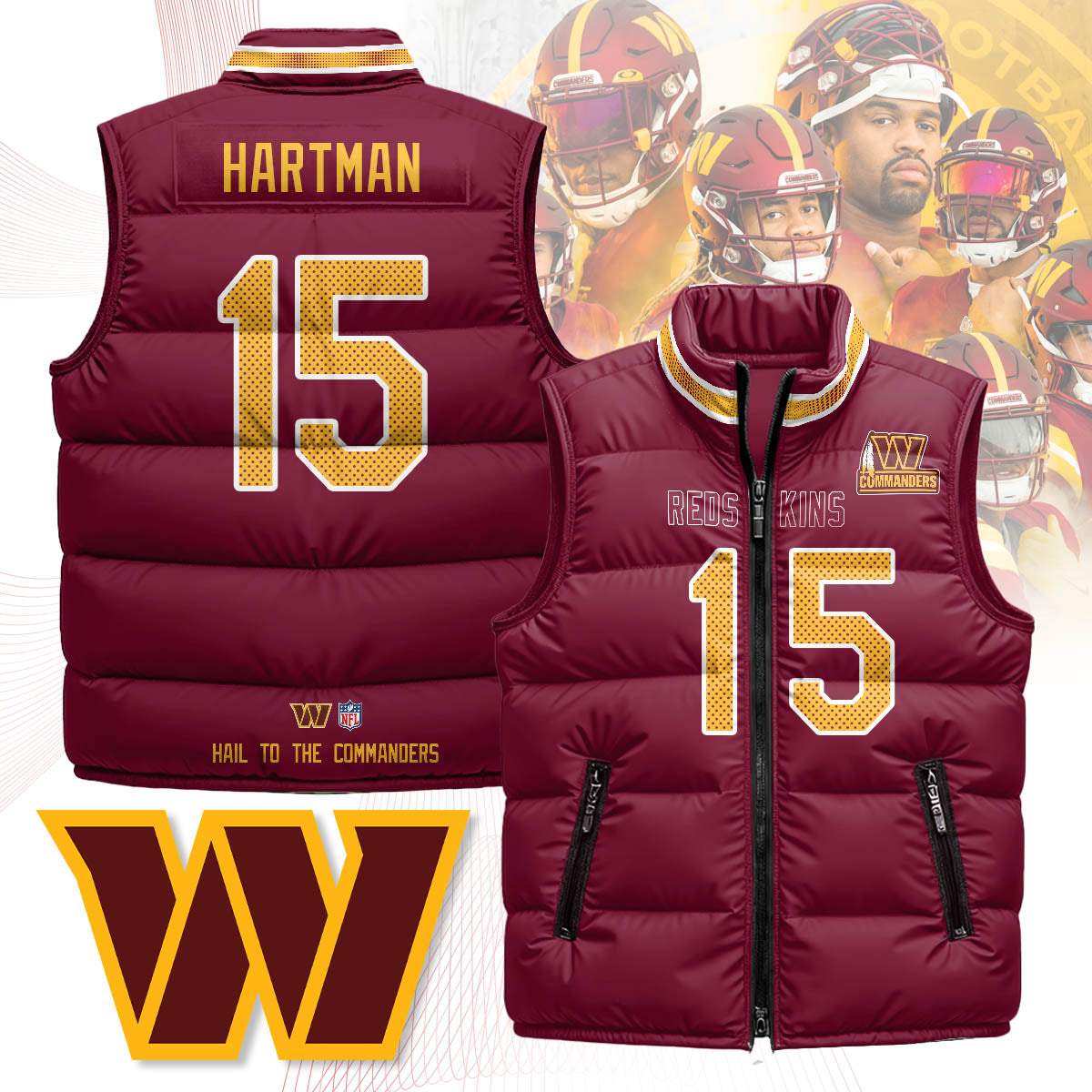Washington Commanders Unisex Puffer Vest - Printed