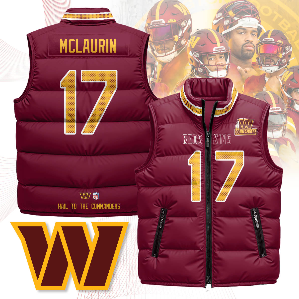Washington Commanders Unisex Puffer Vest - Printed