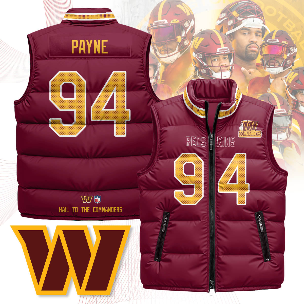 Washington Commanders Unisex Puffer Vest - Printed