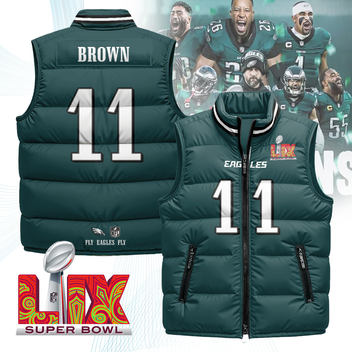 Philadelphia Eagles Unisex Puffer Vest - Printed