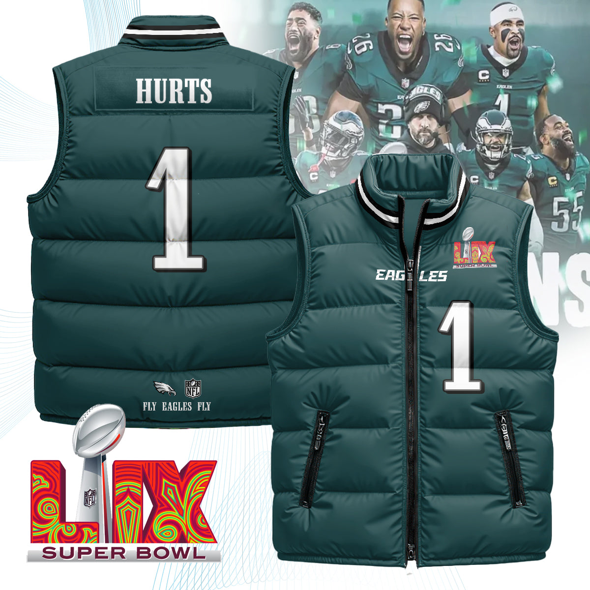 Philadelphia Eagles Unisex Puffer Vest - Printed