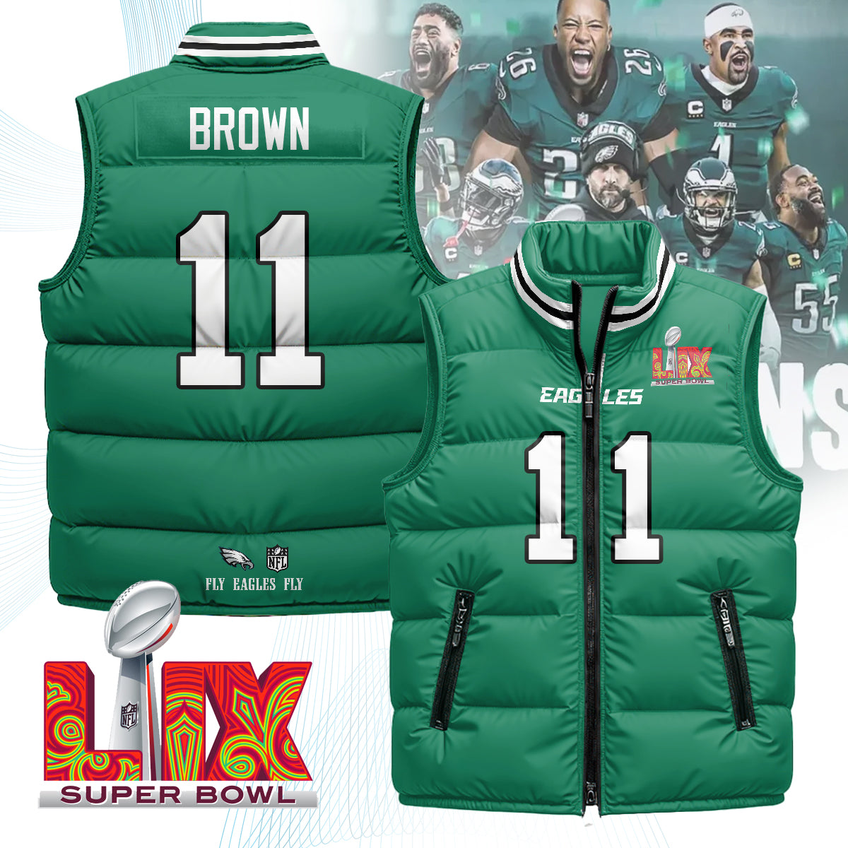 Philadelphia Eagles Unisex Puffer Vest - Printed