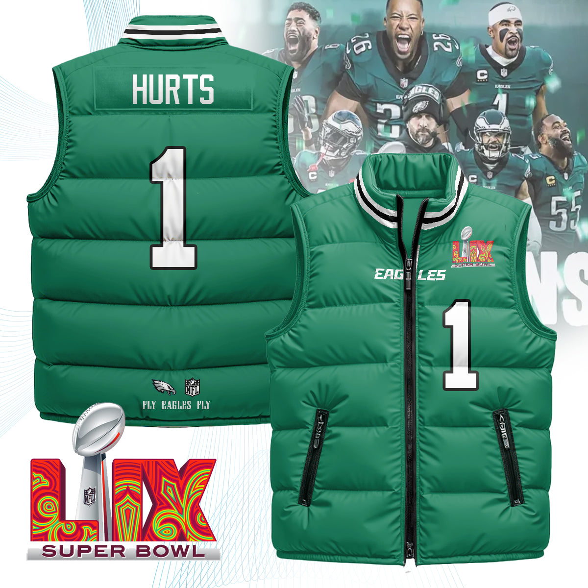 Philadelphia Eagles Unisex Puffer Vest - Printed