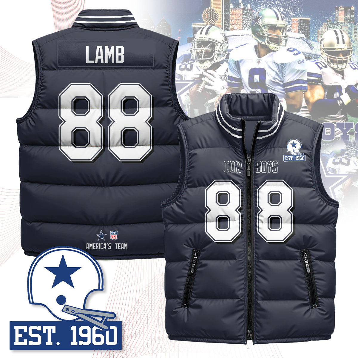 Dallas Cowboys Unisex Puffer Vest - Printed