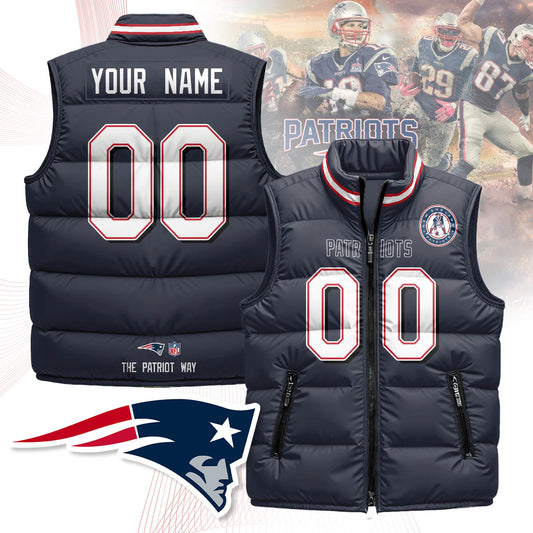 Personalized New England Patriots Unisex Puffer Vest - Printed