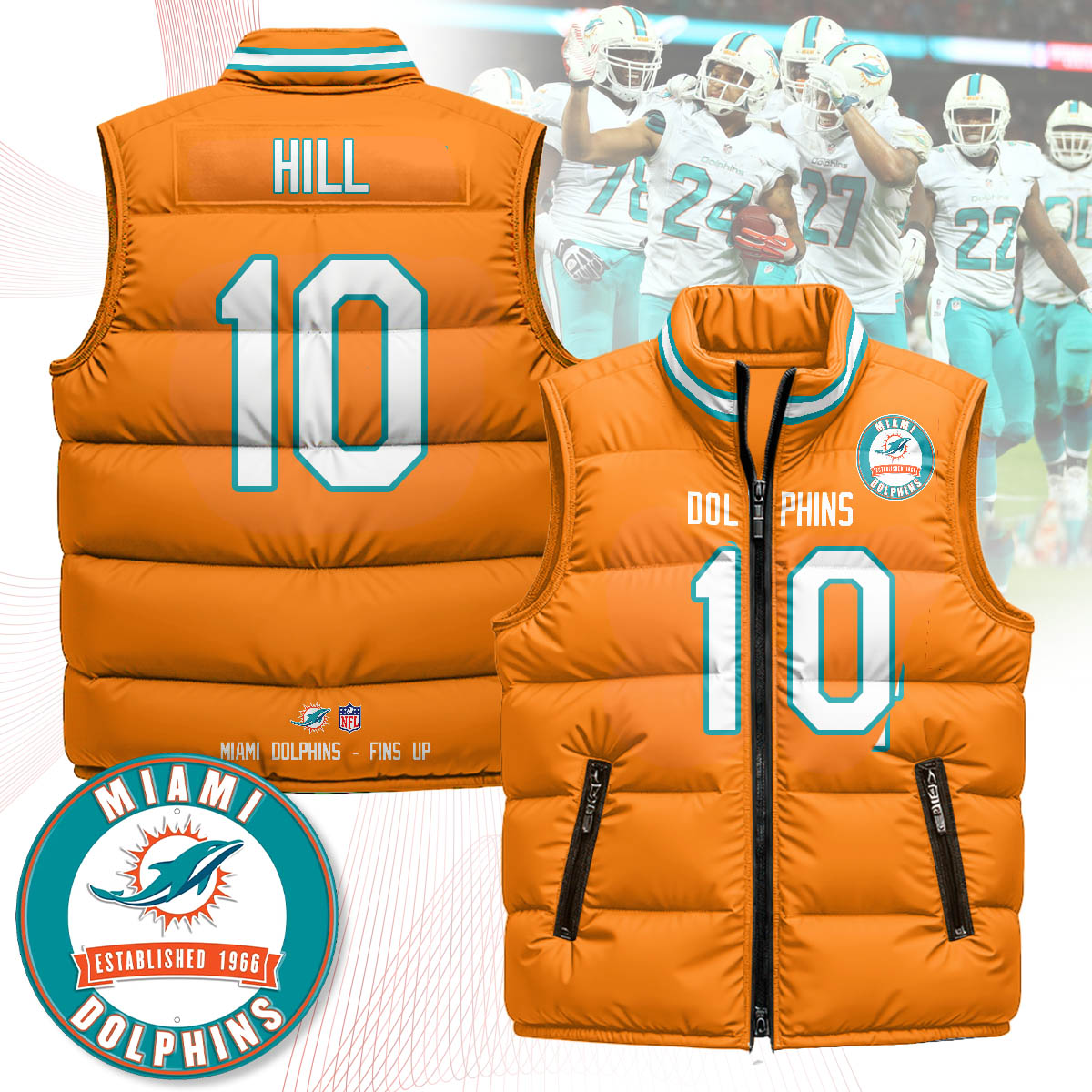 Miami Dolphins Unisex Puffer Vest - Printed